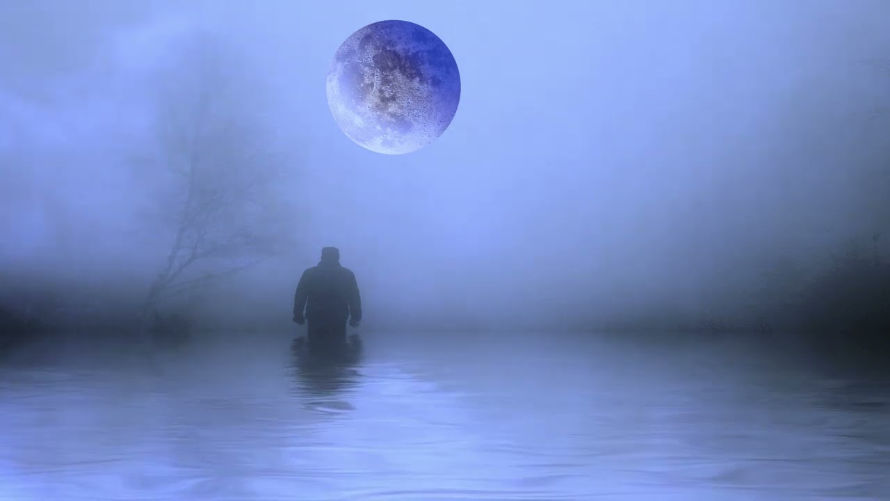 free, Lonely, Man, Lake, Water Reflection, moon,fog HD