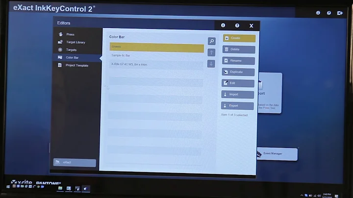 Editing a Color Bar in eXact InkKeyControl 2