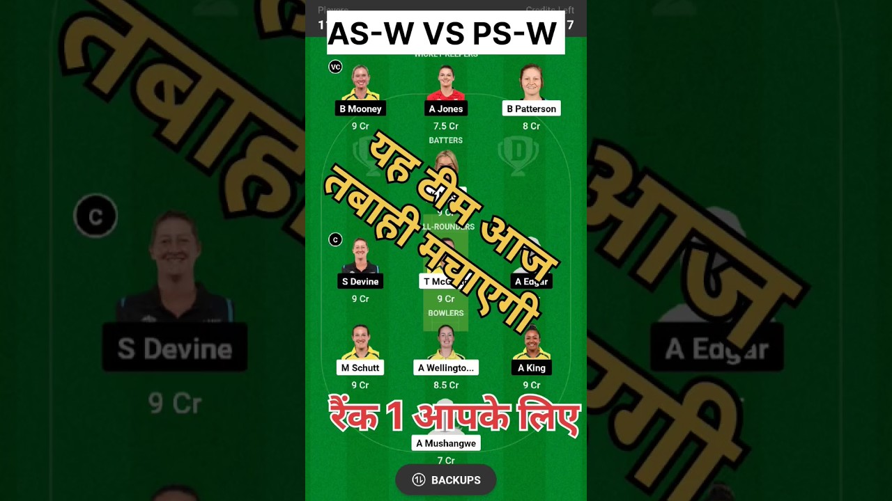 AS-W VS PS-W dream 11 prediction, AS-W VS PS-W dream 11 team 