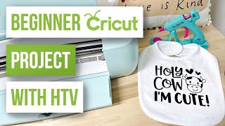 👶 Beginner Cricut Project With HTV | HTV on Baby Clothes
