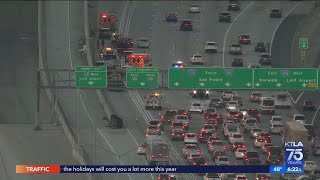Motorcyclist struck in multi-vehicle pileup on 110 Freeway in South Los Angeles