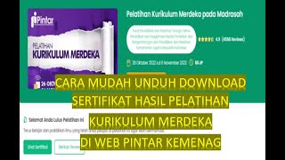 CARA MUDAH UNDUH DOWNLOAD SERTIFIKAT HASIL PELATIHAN KURIKULUM MERDEKA DI WEB PINTAR KEMENAG