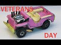 Jeep Hod rod no. 2. Custom Matchbox restoration Diecast car. Making bonet. Veterans Day