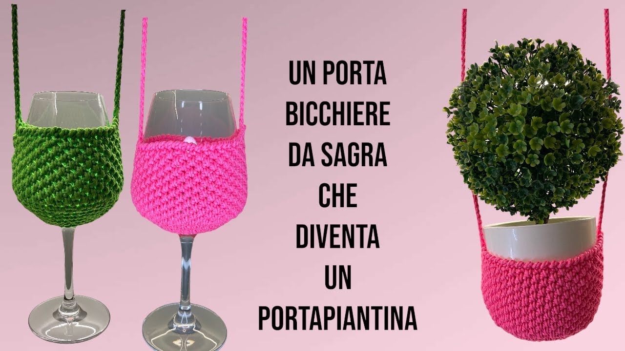 Porta bicchiere da sagra / porta piantina ad uncinetto