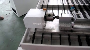 APEX 1525 CNC Router combined with the plasma machine scanning about rotary device