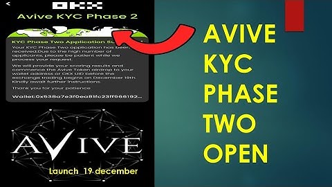 Avive kyc phase 2 | Avive add wallet address | Avive withdrawal | Avive launch