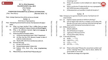 BCA 1ST SEM COMPUTER FUNDAMENTAL AND OFFICE AUTOMATION BCA N DEC 2015 | CSJMU
