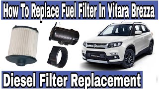 How to replace fuel filter in Vitara brezza|| Diesel Filter Replacement|| For all diesel cars||