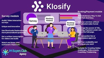 Klosify - SaaS Platform with Survey - Booking Schedule - Payment - Meeting - Webinar - Klosify