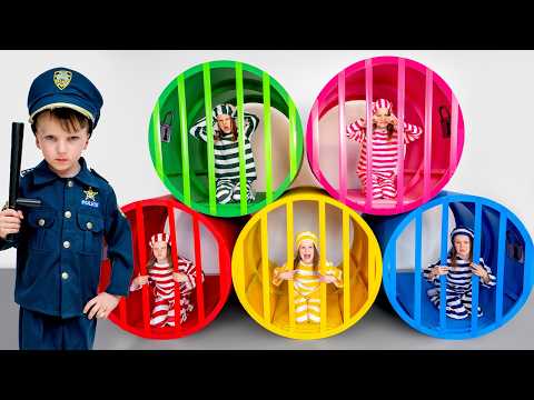 Bunte Gefängnis-Ausbruch-Challenge für Kinder