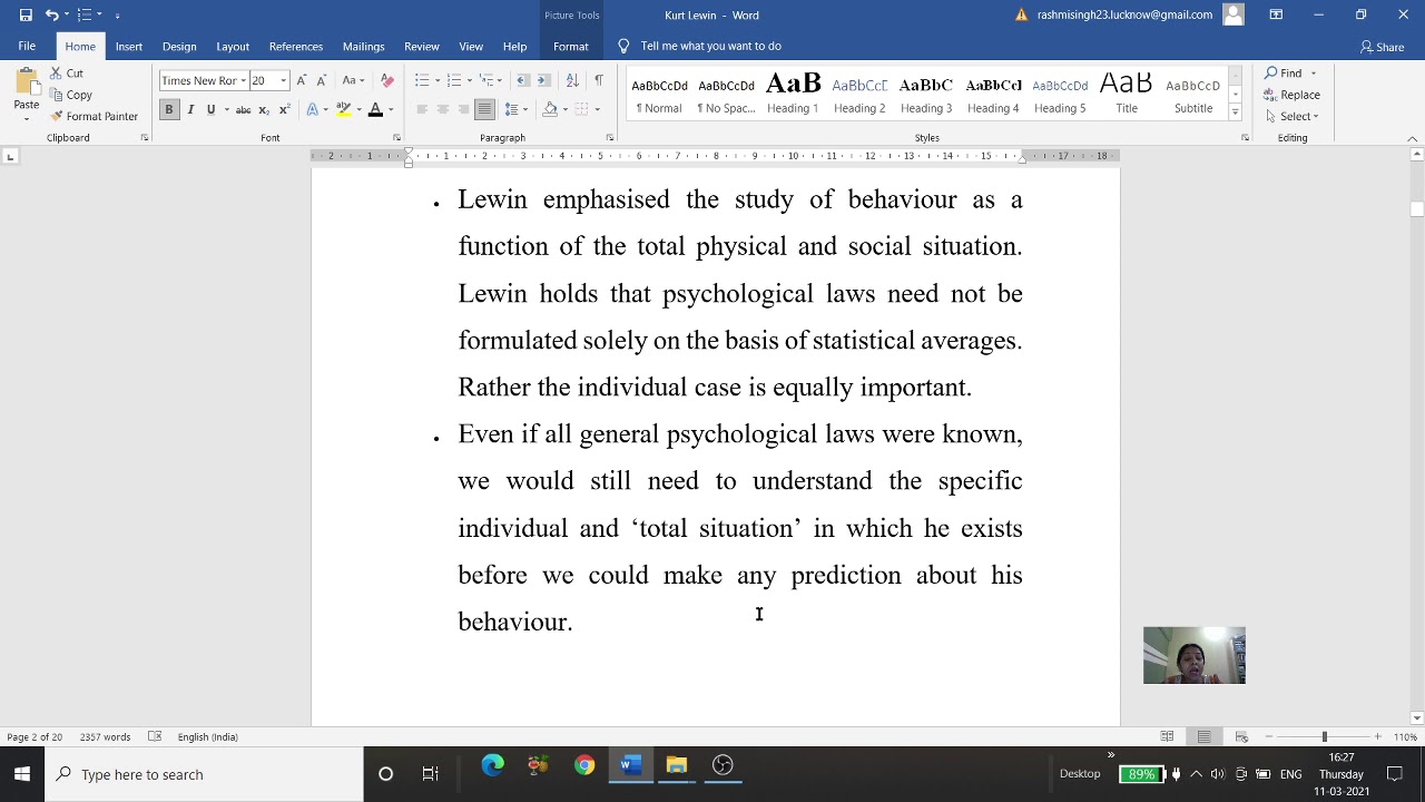 Kurt Lewin's Theory of Learning