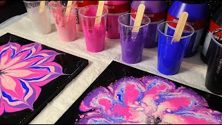 acrylic beginners pouring painting flower easy