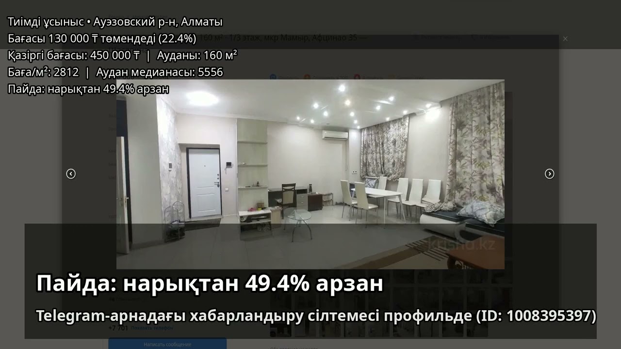 4к • Ауэзовский р-н • выгода 49.4%