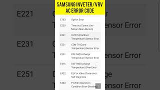 SAMSUNG Inveter/VRV AC ERROR CODE #airconditioner #errorcode #samsungac