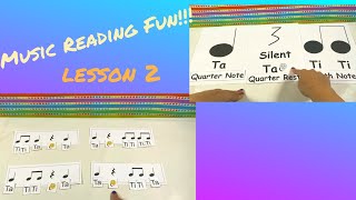 Reading Music for kids! Learning Ta, Ti Ti, and Silent Ta (Lesson 2) Reading Rhythm For Kids Lesson 2