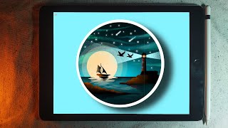night scenery 🌃🌙 illustration in iPad pro | procreate