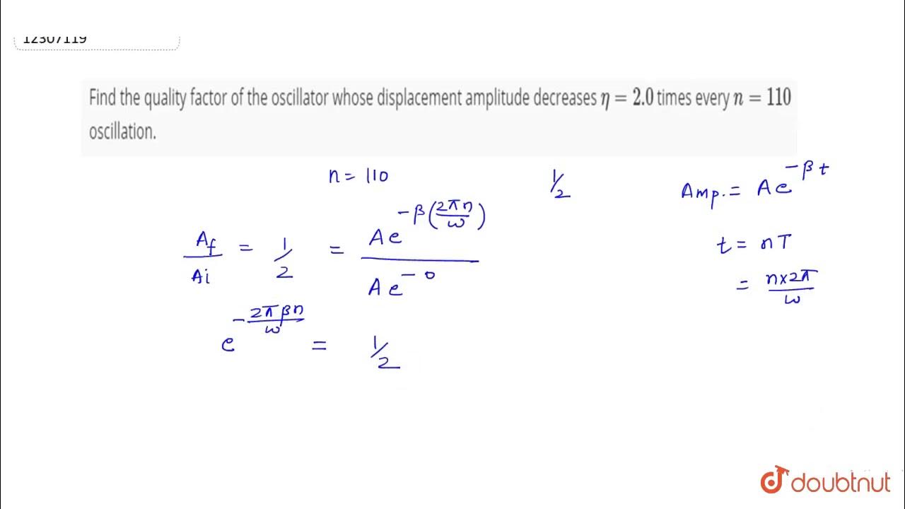 Find the quality factor of the oscillator whose displacement amplitude