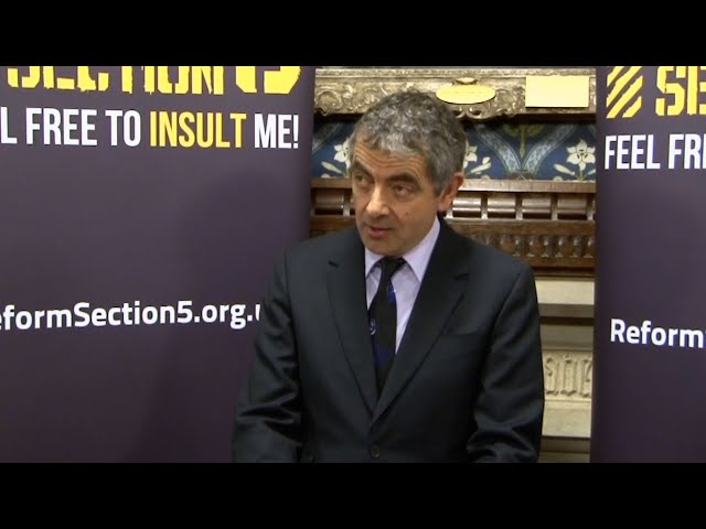 Rowan Atkinson on free speech class=