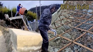 I built a retaining wall on the sloping ground for 60 days