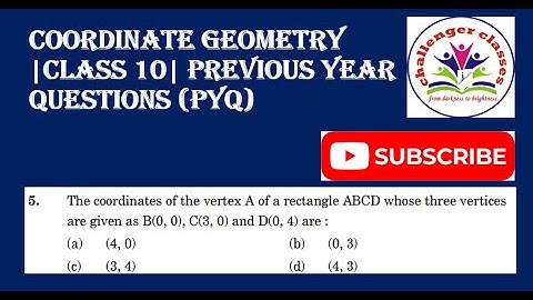 The coordinates of the vertex A of a rectangle ABCD whose three vertices are given as B(0, 0),C(3,0)
