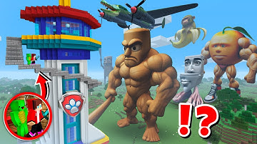 JJ and Mikey BIGGEST Paw Patrol Tower vs ALL STRONG ITALIAN ANIMALS! BRAINROT in Minecraft - Maizen