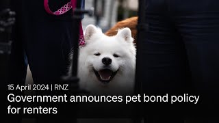 Government announces pet bond policy for renters | RNZ | 15 April 2024
