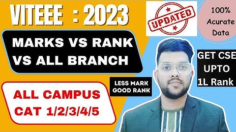 VITEEE 2023 Marks vs rank vs branch | Get cse upto 1 lakh rank 😊 | Cat 1/2/3/4/5 #viteee #cutoff