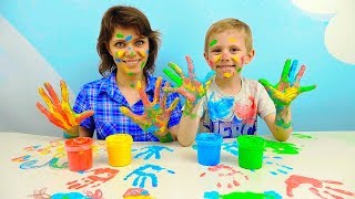 Учим Цвета с ПАЛЬЧИКОВЫМИ КРАСКАМИ и Играем в игру ЦВЕТНЫЕ ЛАДОШКИ FINGER PAINT