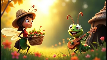 The Ant and the Grasshopper | Moral Story for Kids | Learn the Value of Hard Work and Preparation 🌟