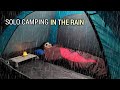 Camping solo sous la pluie  detente au bord du lac et des pins  cuisine sous la tente