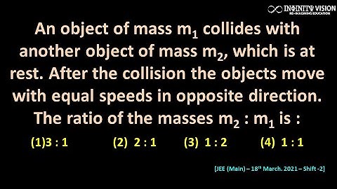 An object of mass m1 collides: Elastic collisions [JEE (Main) – 18th March. 2021 – Shift -2]