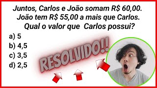 Questão de equação do primeiro grau para concursos público Questão de equação do primeiro grau para concursos público