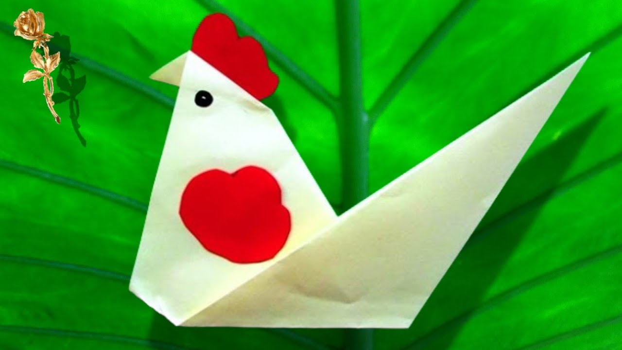 Origami facile : 🐔 Coq 🐓 - YouTube