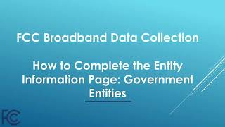 How to Complete the Entity Information Page: Government Entities