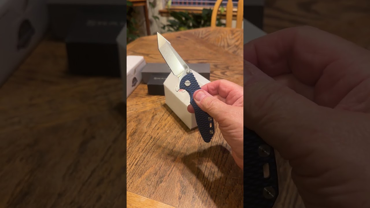 Hinderer XM-18 3 inch - S45VN Harpoon Tanto, Blue/Black G10 Scales, Blue Anodized Ti Framelock