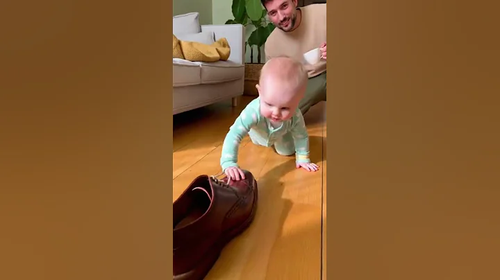 Baby Drags Dad’s Shoe Like a Pet 😂 #BabyPower #FunnyBaby