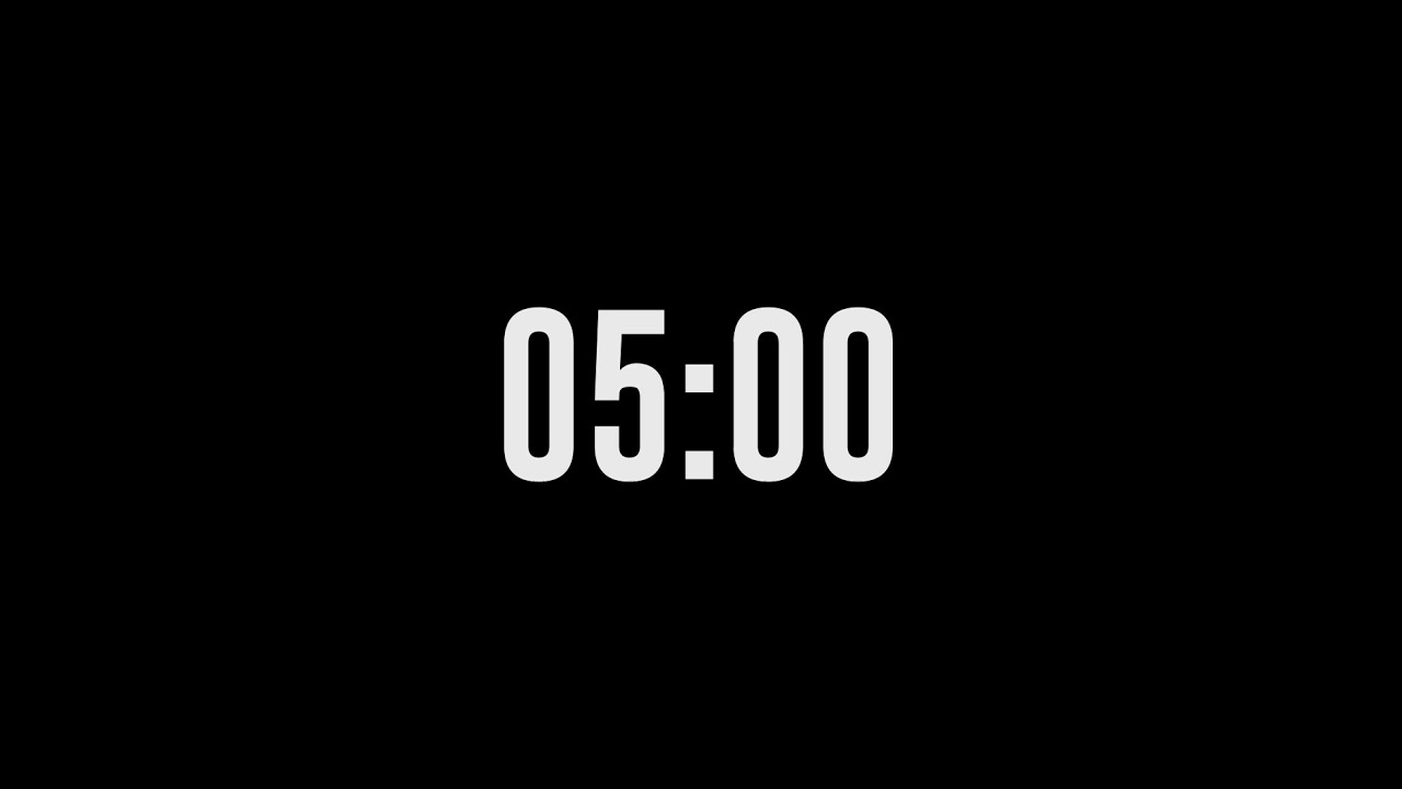 5 Minute Timer on Black Screen | Countdown Timer | HD - YouTube