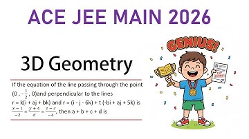 The Line Passing Through the Point (0,-1/2,0) and Perpendicular to | Vectors 3D Geometry Jee Mains