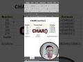 Char() function in Excel… #excel #exceltips #exceltricks #microsoft #learnexcel #microsoft #reels