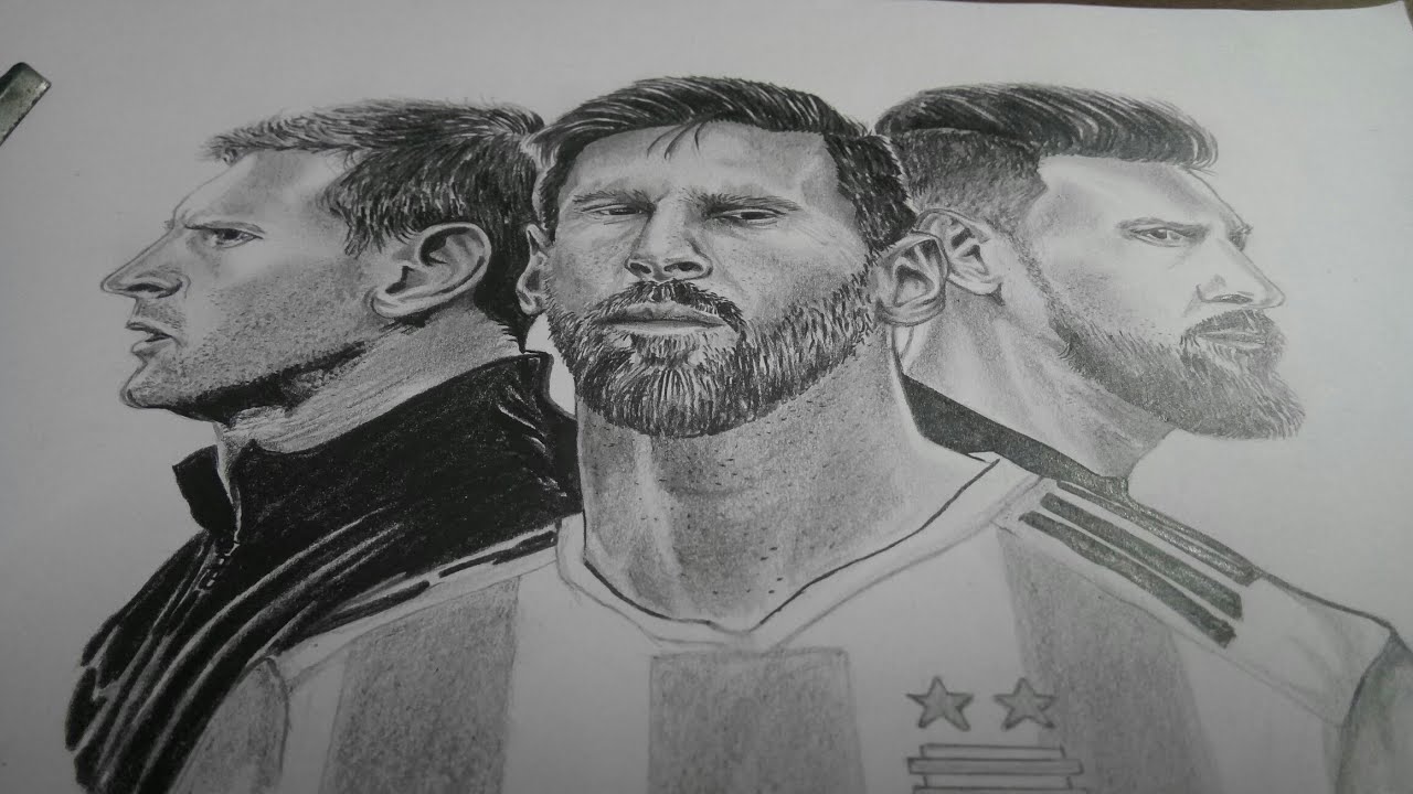 Drawing LIONEL MESSI pencil sketch - YouTube