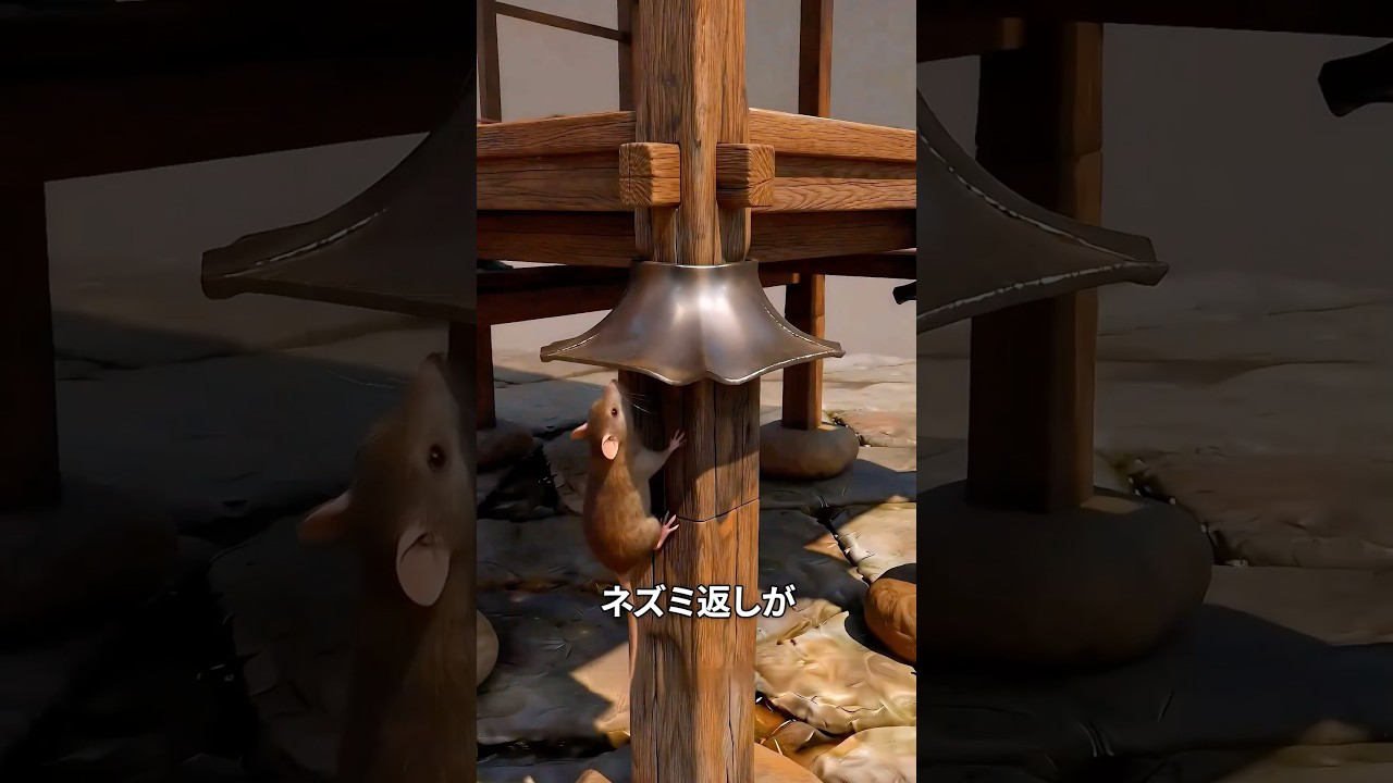 ネズミ返しを備えた高床式倉庫