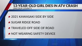 Winfield teen dies in UTV crash in rural Lincoln County
