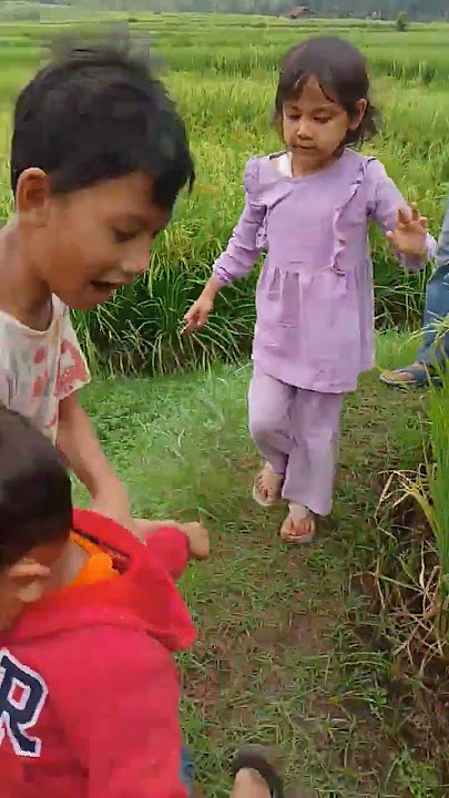 ayang jatuh ke sawah😅 #main #sawah #shorts