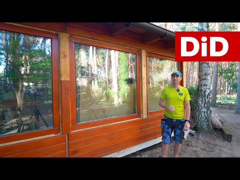 1172. Ogród zimowy - elewacja modrzewiowa i oprawianie okien drewnianych