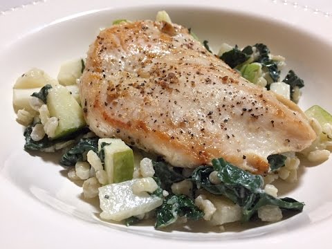 Blue Apron Seared Chicken with Turnip, Apple & Barley Salad | Cooking & Review