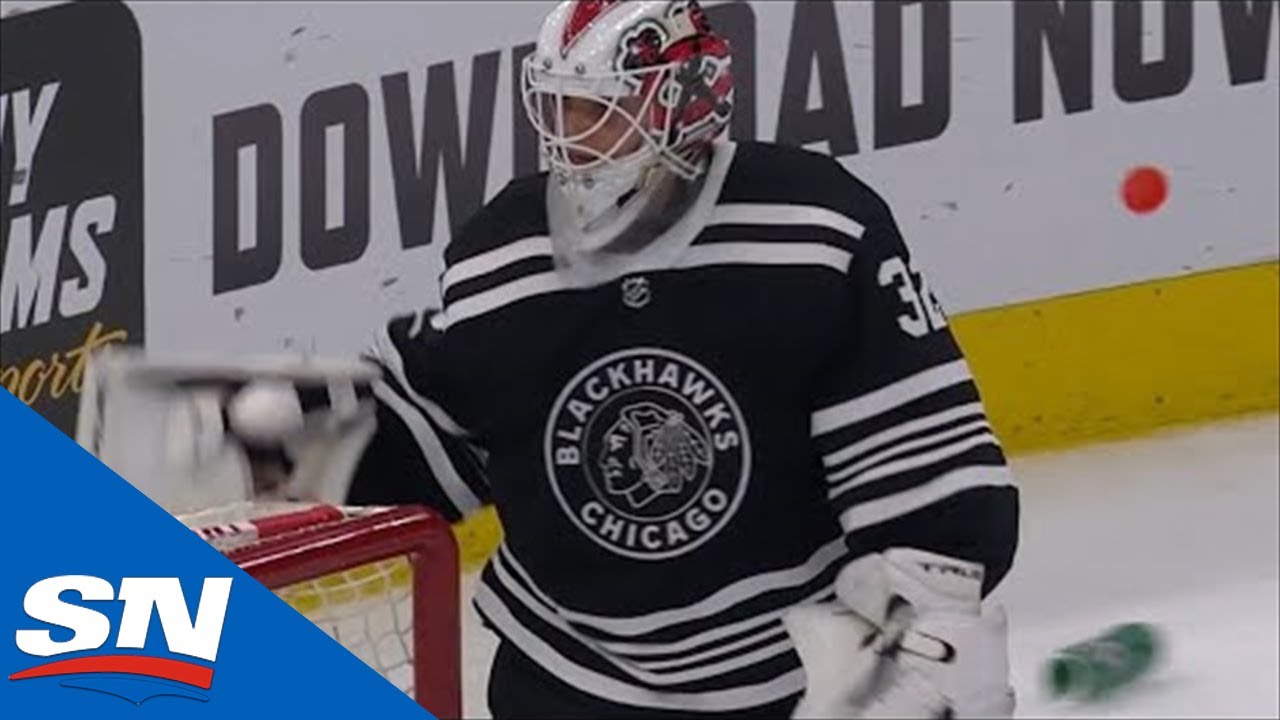 Kevin Lankinen Whips Water Bottle At Boards After Giving Up OT Goal To Panthers