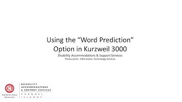 How To: Use the Word Prediction Option in Kurzweil 3000 v.15