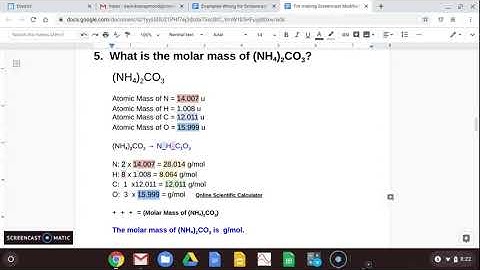 What is the molar mass of (NH4)2CO3?