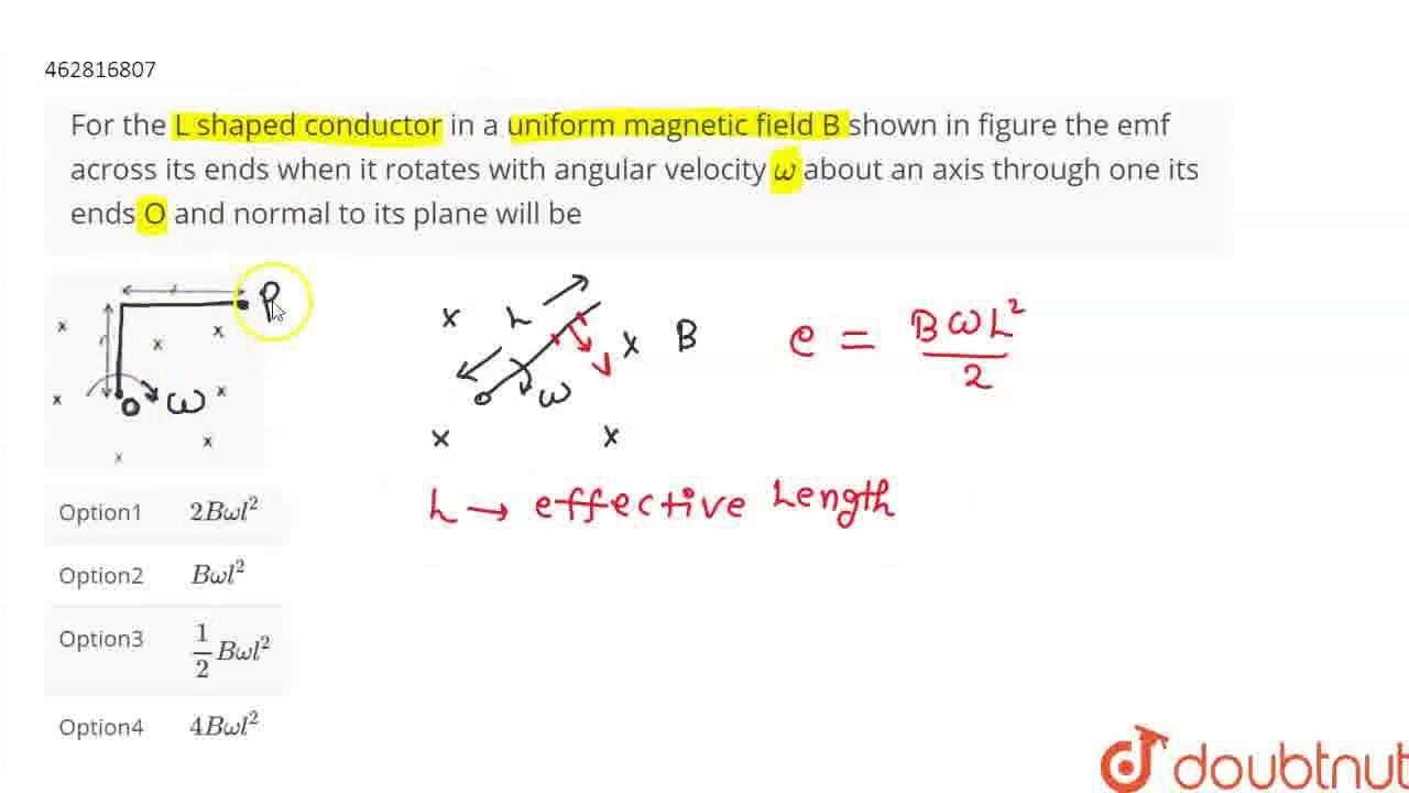 For The L Shaped Conductor In A Uniform Magnetic Field B Shown In For The L Shaped Conductor In A Uniform Magnetic Field B Shown In