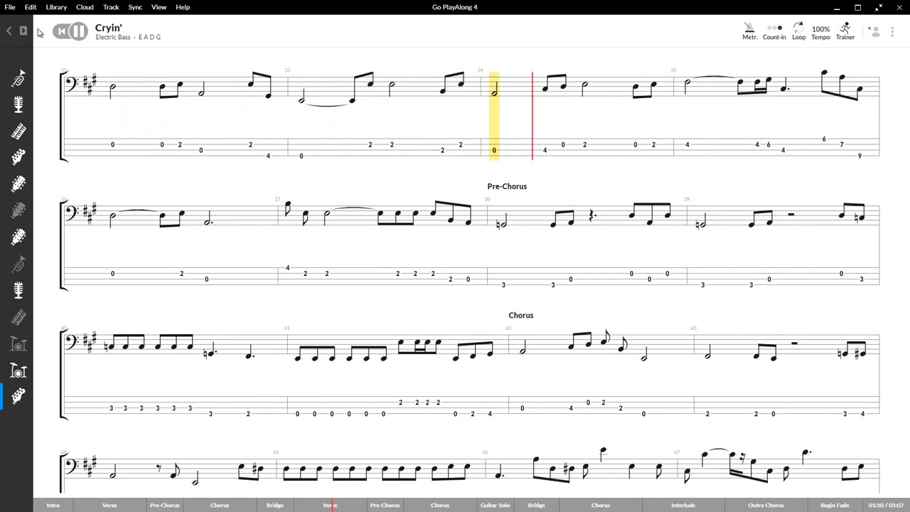 Aerosmith Cryin' (Play Along Bass Tab) YouTube